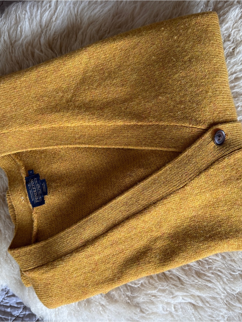 Pendleton Mustard Shetland Wool Cardigan Sweater - Picture 11 of 11